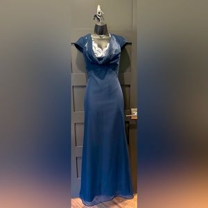 Women’s Navy & White Chiffon Dress, Size 12